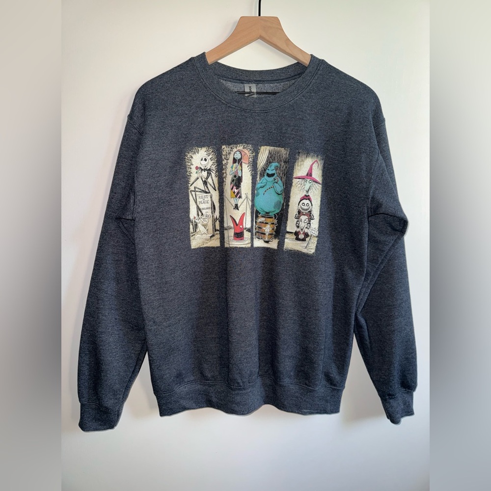 The Nightmare Before Christmas Sweatshirt Women Size Small Dark Heather Grey